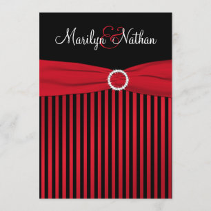 Black and Red Stripes with White Wedding Invite