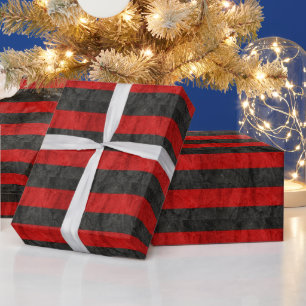 Black and Red Stripes Wrapping Paper