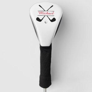 Black and Red Stylish Logo and Name Golf Player Head Cover