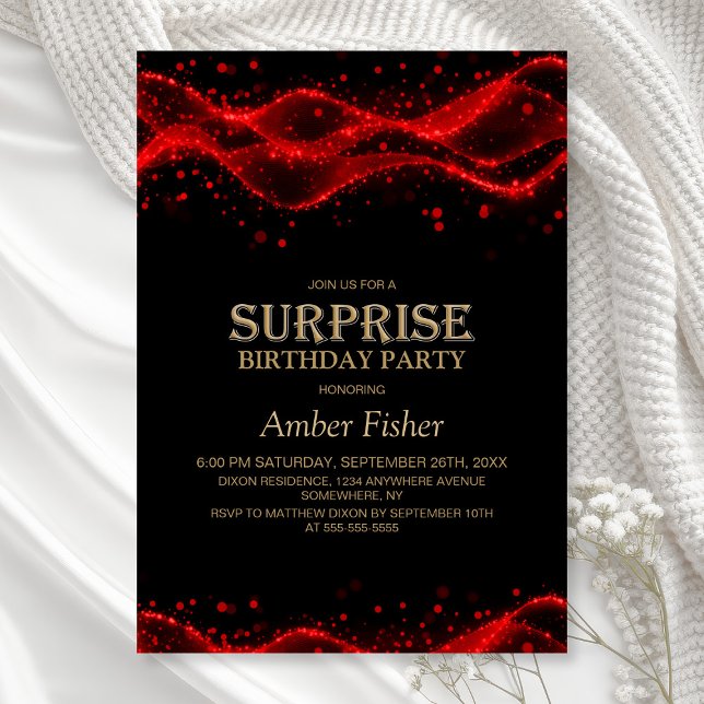 Black and Red Surprise Any Age Birthday Party Invitation (Creator Uploaded)
