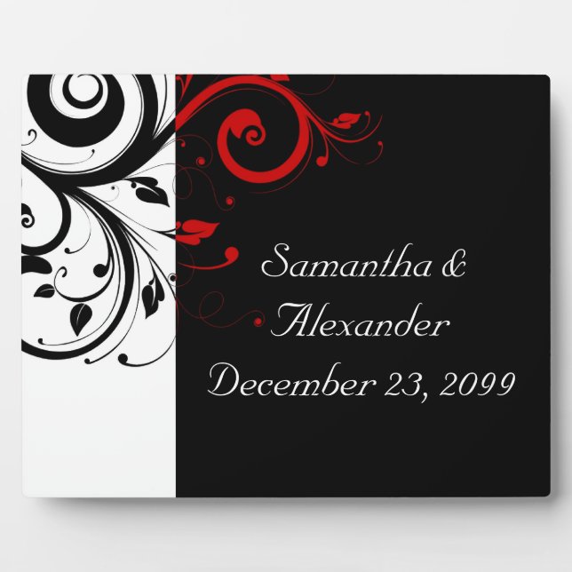 Black and Red Swirly Vines Plaque (Front)