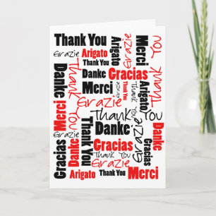 Black and Red Thank You Word Cloud Card