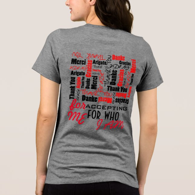 Black and Red Thank You Word Cloud Template Tri-Blend Shirt (Back)