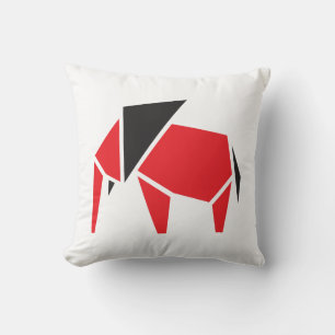 Black and red trendy elephant symbol design cushion