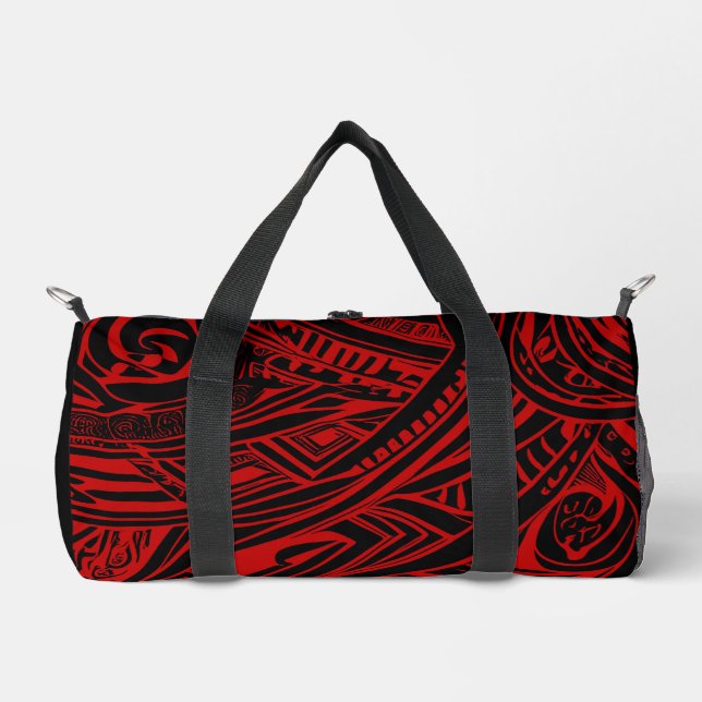 Black And Red Tribal Abstract  Duffle Bag (Front)