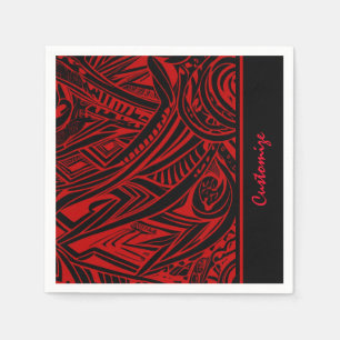 Black And Red Tribal Abstract  Napkin