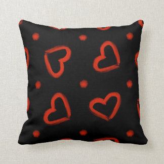 Black and Red Valentines Day Hearts Pattern Cushion