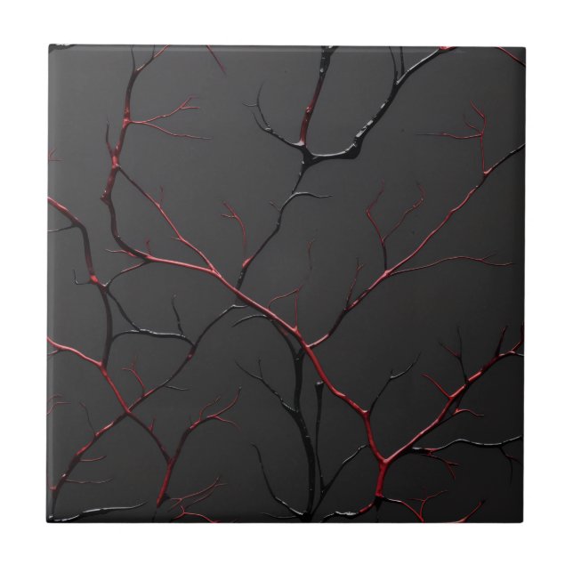 Black and Red Veins Tile (Front)