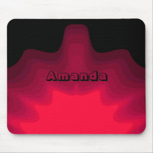 Black and red waves abstract painting mouse pad