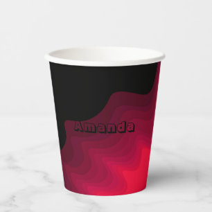 Black and red waves abstract painting paper cups