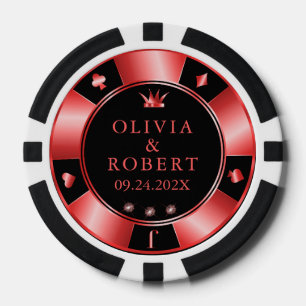 Black and red wedding poker chips