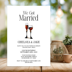 Black and Red Wine Glasses Wedding After Party Invitation