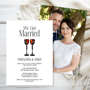 Black and Red Wine Goblets Wedding After Party Invitation
