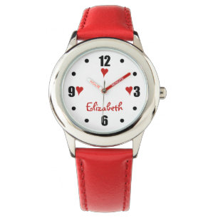 Black and red with hearts and name watch