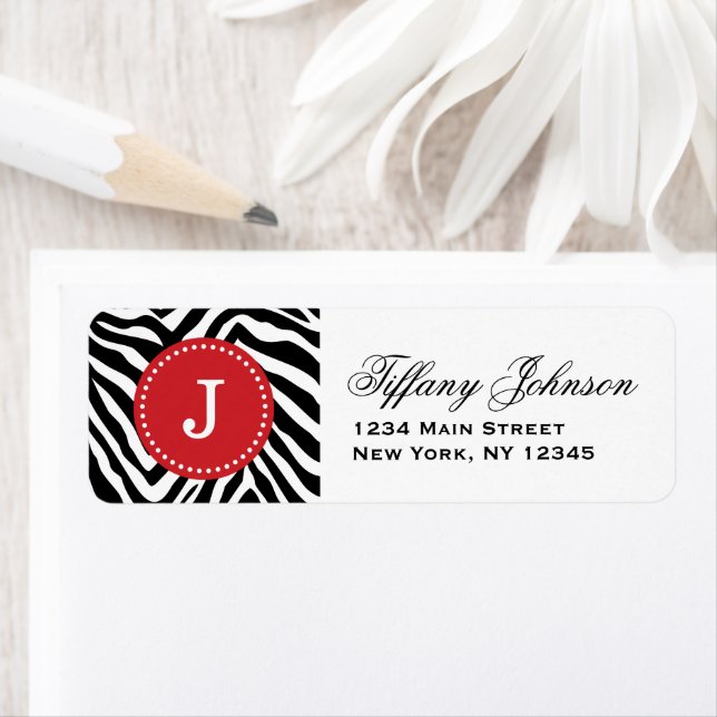 Black and Red Zebra Print Custom Monogram (Insitu)