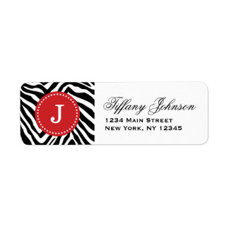 Black and Red Zebra Print Custom Monogram