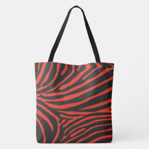 Black and Red Zebra Print Tote Bag