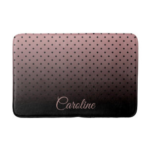 Black and Rose Dots Pattern Bath Mat
