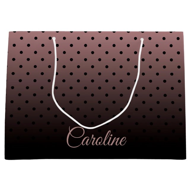 Black and Rose Dots Pattern Large Gift Bag (Front)
