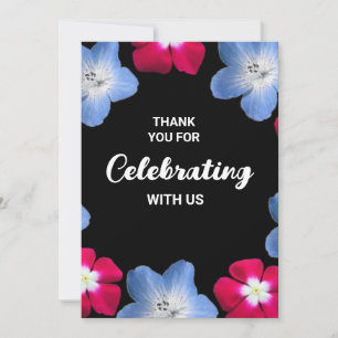 Black and rose flower  thank you card