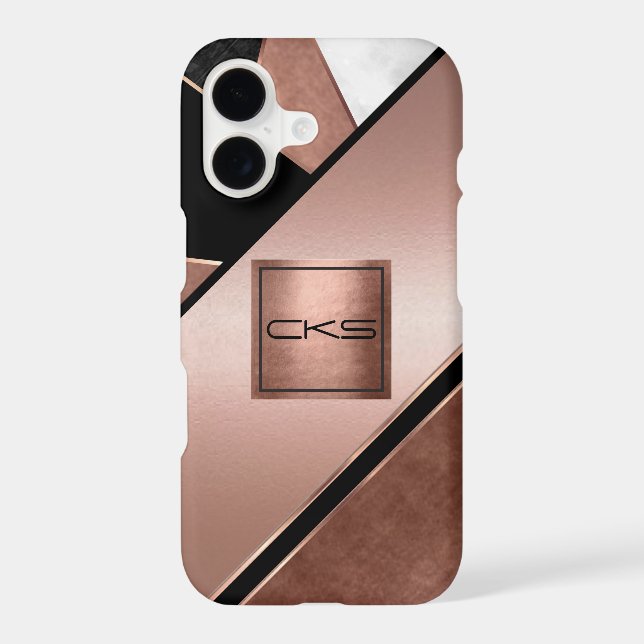 Black and Rose Gold Abstract | Monogram (Back)