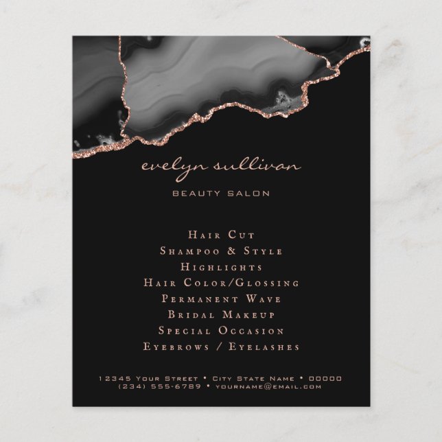 black and rose gold agate flyer (Front)
