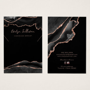 Black and rose gold agate necklace display card