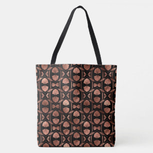 Black and Rose Gold Art Deco Large Shoulder Tote Bag
