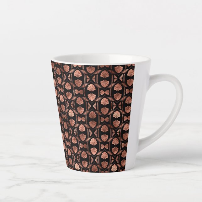 Black and Rose Gold Art Deco Small Latte Mug (Right)