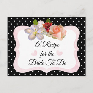 Black and Rose Gold Blush Pink Recipe Card