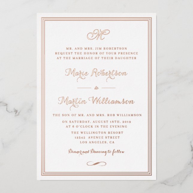 black and rose gold calligraphy wedding (Front)