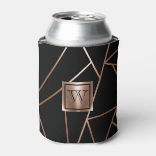 Black and Rose Gold Geometric Can Cooler