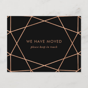 Black and Rose Gold Geometric Change of Address Postcard