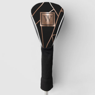 Black and Rose Gold Geometric Golf Head Cover