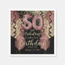 Black and Rose Gold Glitter 50th Birthday