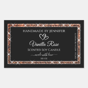 Black and Rose Gold Glitter Frame Product Labels