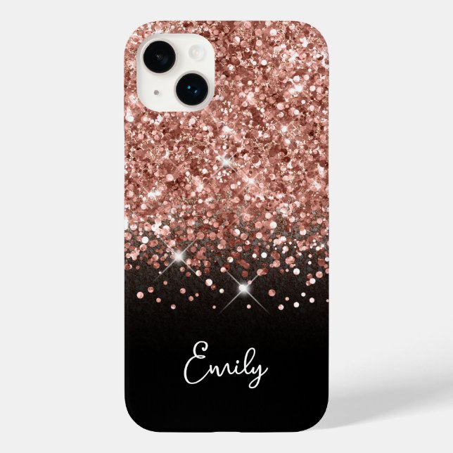 Black and Rose Gold Glitter Glam Case-Mate iPhone Case (Back)