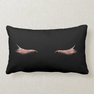 black and rose gold glitter lashes pillow