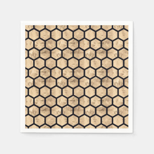 Black and rose gold honeycomb graphic pattern  napkin