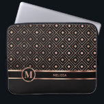 Black and Rose Gold in a Diamond Pattern Laptop Sleeve<br><div class="desc">Laptop Sleeve featured in a faux metallic rose gold and black geometric pattern design ready for you to personalise with your monogram - ⭐This Product is 100% Customisable. Graphics and/or text can be added, deleted, moved, resized, changed around, rotated, etc... ✔(just by clicking on the "EDIT DESIGN" area) ⭐99% of...</div>