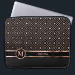 Black and Rose Gold in a Diamond Pattern Laptop Sleeve<br><div class="desc">Laptop Sleeve featured in a faux metallic rose gold and black geometric pattern design ready for you to personalise with your monogram - ⭐This Product is 100% Customisable. Graphics and/or text can be added, deleted, moved, resized, changed around, rotated, etc... ✔(just by clicking on the "EDIT DESIGN" area) ⭐99% of...</div>