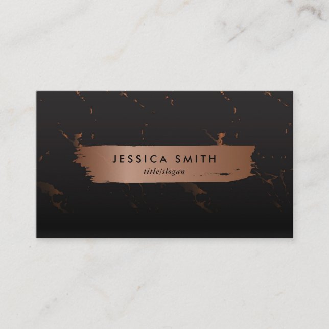 Black and rose gold marble business card (Front)