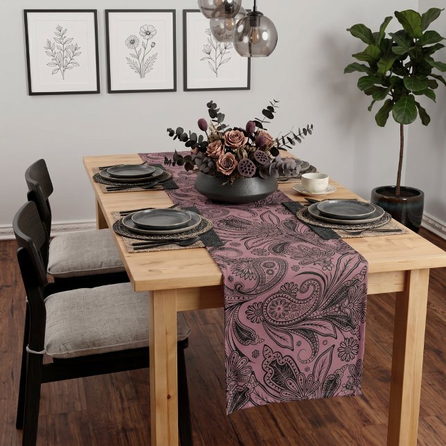 Black and rose gold paisley short table runner (Creator Uploaded)