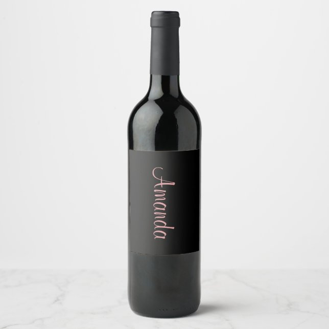 Black and Rose Gold personalised Wine Label (Front)