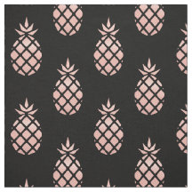 Black and Rose Gold Pineapple Fabric by the Yard