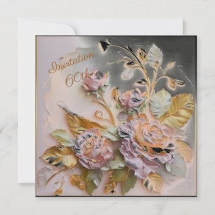 Black and Rose gold Sculptured Roses 60th Save The Date