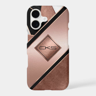 Black and Rose Gold Stripes   Monogram 
