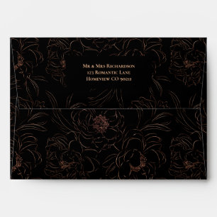 Black and Rose Gold Wedding Envelope
