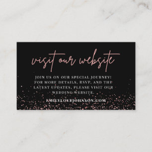 Black and Rose Gold Wedding Website RSVP QR Code Enclosure Card