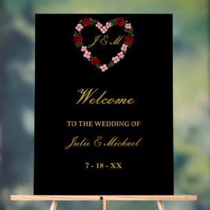 Black and Rose Gold Wedding Welcome Sign